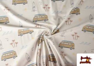 Venta online de Tela de Punto de Camiseta Estampado Furgonetas