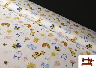 Tela de Algodón Dibujos Infantil Multicolor