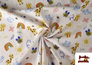 Tela de Algodón Dibujos Infantil Multicolor