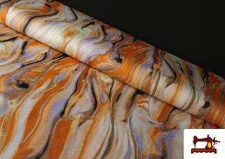 Comprar Tela Crep Saten Estampada Aguas color Naranja