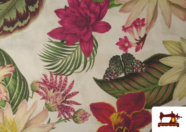 Venta de Tela de Loneta Flores Tropicales