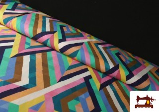 Tela de Viscosa Estampado Geometrico Multicolor