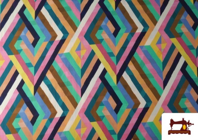 Comprar Tela de Viscosa Estampado Geometrico Multicolor