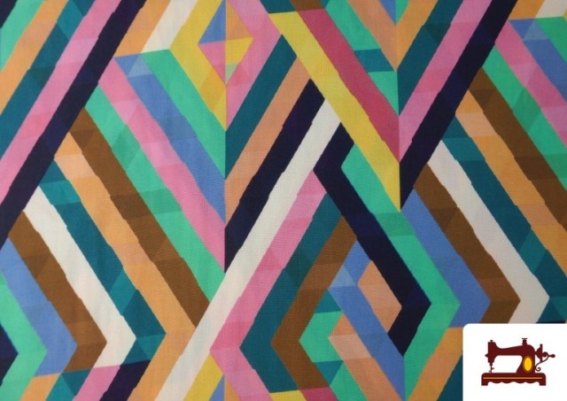 Venta de Tela de Viscosa Estampado Geometrico Multicolor