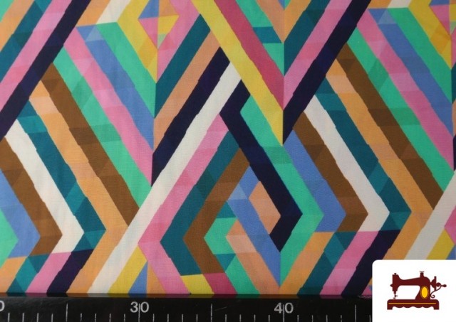 Comprar online Tela de Viscosa Estampado Geometrico Multicolor