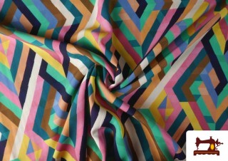 Venta online de Tela de Viscosa Estampado Geometrico Multicolor