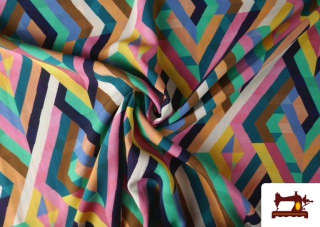 Venta online de Tela de Viscosa Estampado Geometrico Multicolor
