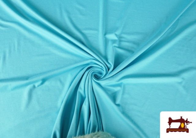 Tela de Punto Viscosa Liso de Colores color Azul turquesa