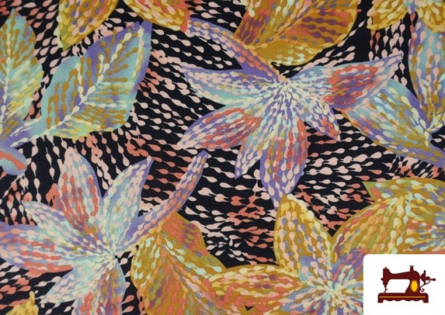 Tela de Punto Viscosa Estampada Floral