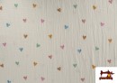 Comprar Tela de Muselina de Corazones de Colores