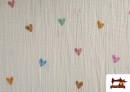 Venta de Tela de Muselina de Corazones de Colores