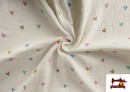 Comprar online Tela de Muselina de Corazones de Colores
