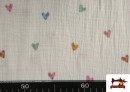 Venta online de Tela de Muselina de Corazones de Colores