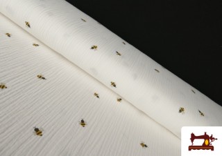 Tela de Muselina de Algodon Estampada de Abejas Infantil