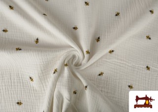 Venta online de Tela de Muselina de Algodon Estampada de Abejas Infantil