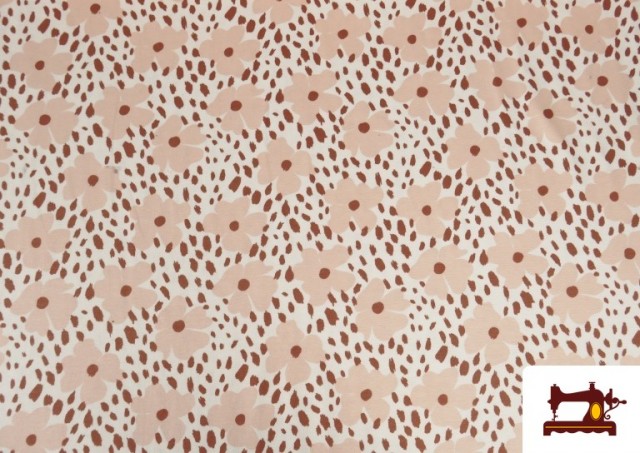 Tela de Punto de Camiseta Floral Animal Print