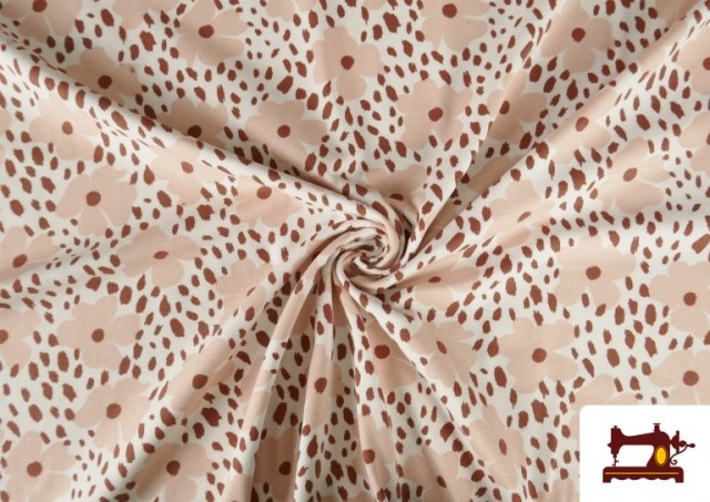 Venta online de Tela de Punto de Camiseta Floral Animal Print