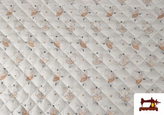 Tela Acolchada de Algodón de  Colores Pastel con Ratones Bailarinas