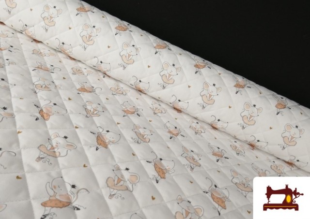 Comprar Tela Acolchada de Algodón de  Colores Pastel con Ratones Bailarinas