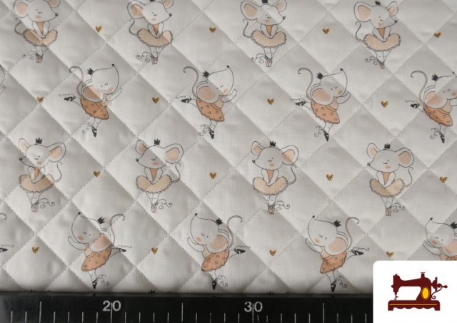 Comprar online Tela Acolchada de Algodón de  Colores Pastel con Ratones Bailarinas