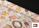 Tela de Loneta Estampada con Motivos  Repostería Cocina