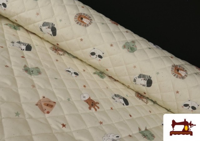 Comprar Tela Acolchada de Algodón Animales Beige