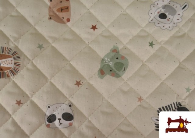 Venta de Tela Acolchada de Algodón Animales Beige