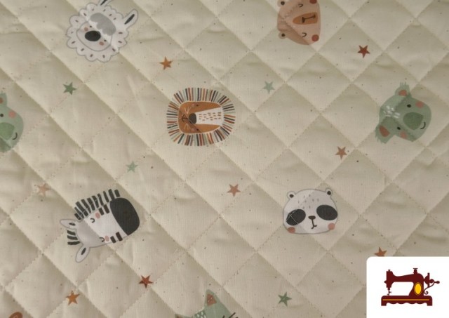 Comprar online Tela Acolchada de Algodón Animales Beige