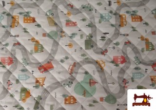 Comprar Tela Acolchada de Algodón Infantil con Dibujo Estampado de Coches y Carreteras