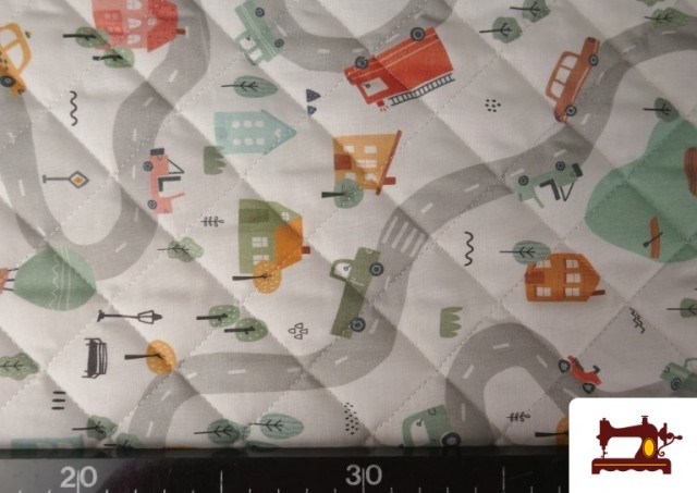 Comprar online Tela Acolchada de Algodón Estampado Carreteras