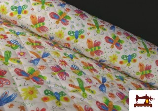 Comprar Tela Acolchada  Infantil de  Pique Algodón Mariposas de Colores