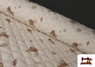 Tela Acolchada Infantil de Algodón Ballenas y Tortugas