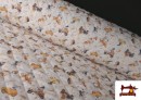Comprar Tela Acolchada de  Pique de Algodón Estampado Infantil de Animales y Coches