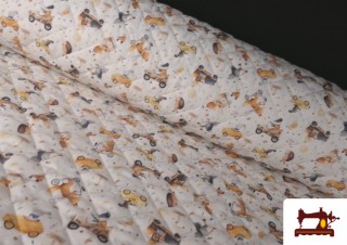 Comprar Tela Acolchada de  Pique de Algodón Estampado Infantil de Animales y Coches