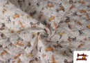 Comprar online Tela Acolchada de  Pique de Algodón Estampado Infantil de Animales y Coches
