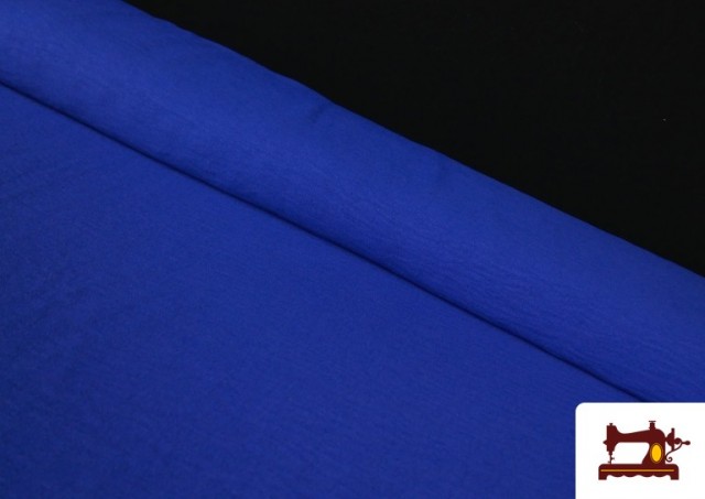 Tela Arrugada Para Vestuario de Verano Colores Lisos color Azulón