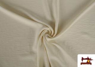 Tela Arrugada Tipo Bambula Para Vestuario de Verano Colores Lisos color Crudo