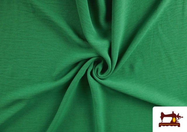 Venta de Tela Arrugada Para Vestuario de Verano Colores Lisos color Verde