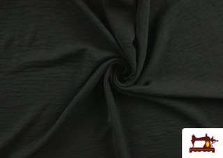 Comprar online Tela Arrugada Tipo Bambula Para Vestuario de Verano Colores Lisos color Negro