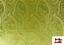 Tela de Brocado Jacquard Floral Dorado color Verde