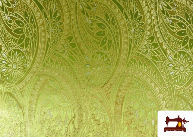 Comprar Tela de Brocado Jacquard Floral Dorado color Verde