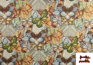 Tela de Gobelino Tejido con Dibujos  de Mariposas Multicolor
