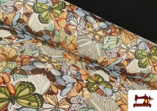 Comprar Tela de Gobelino Tejido con Dibujos  de Mariposas Multicolor