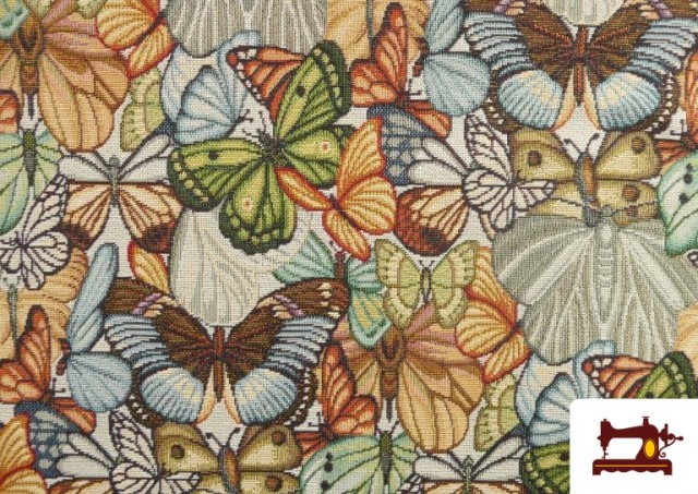 Venta de Tela de Gobelino Tejido con Dibujos  de Mariposas Multicolor