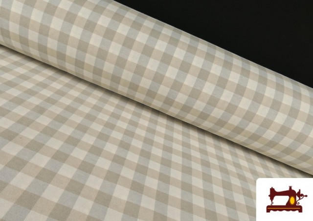 Tela de Loneta de Cuadros de Colores Tipo Vichy Mantelería ancho 280cms color Beige