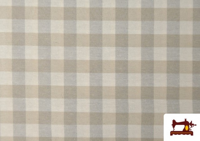 Venta de Tela de Loneta de Cuadros de Colores Tipo Vichy Mantelería ancho 280cms color Beige