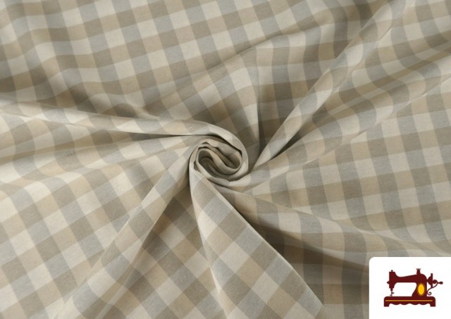 Comprar online Tela de Loneta de Cuadros de Colores Tipo Vichy Mantelería ancho 280cms color Beige