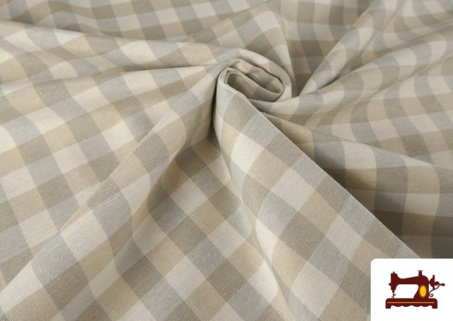 Venta online de Tela de Loneta de Cuadros de Colores Tipo Vichy Mantelería ancho 280cms color Beige