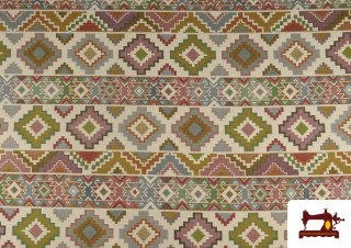 Tela de Gobelino Tejido Cenefas Beige 280 cm de Ancho