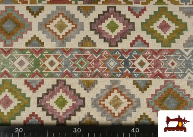 Comprar online Tela de Gobelino Tejido Cenefas Beige 280 cm de Ancho